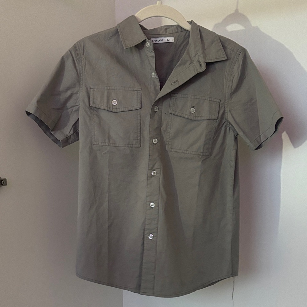 Kids' Classic Grey Button-Down Shirt